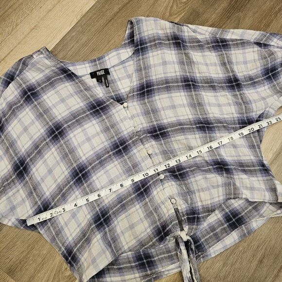 Paige XS Womens Plaid Cropped Top Button down - Picture 4 of 6